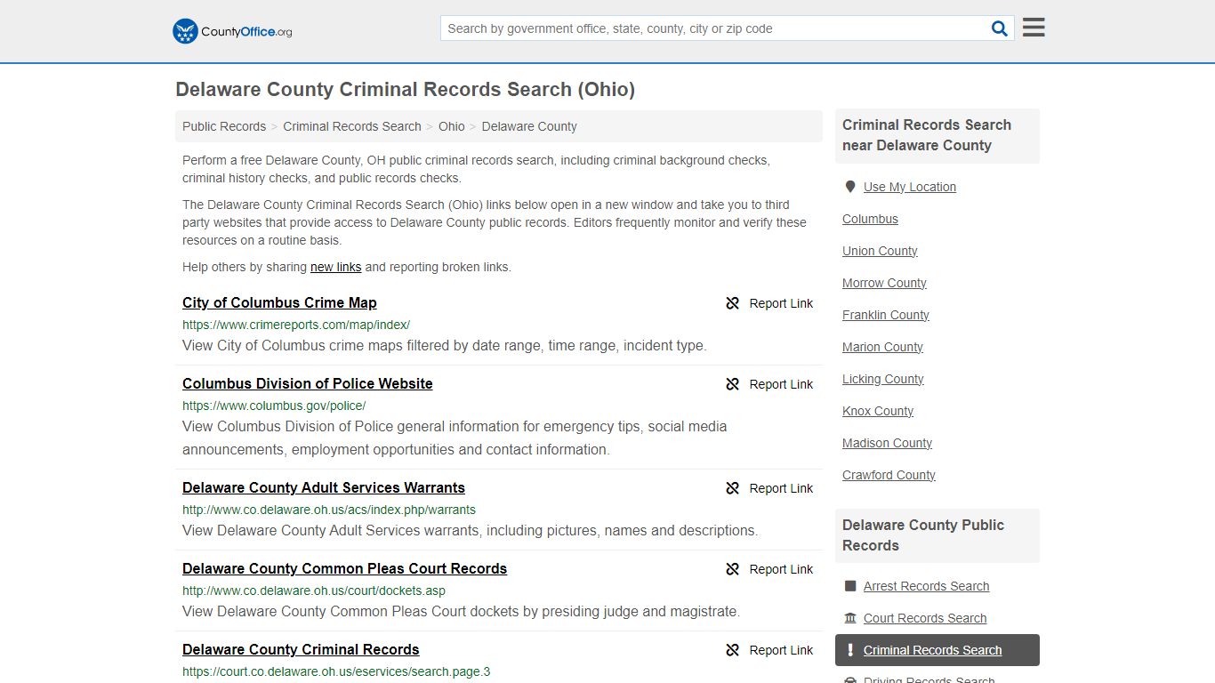 Delaware County Criminal Records Search (Ohio) - County Office
